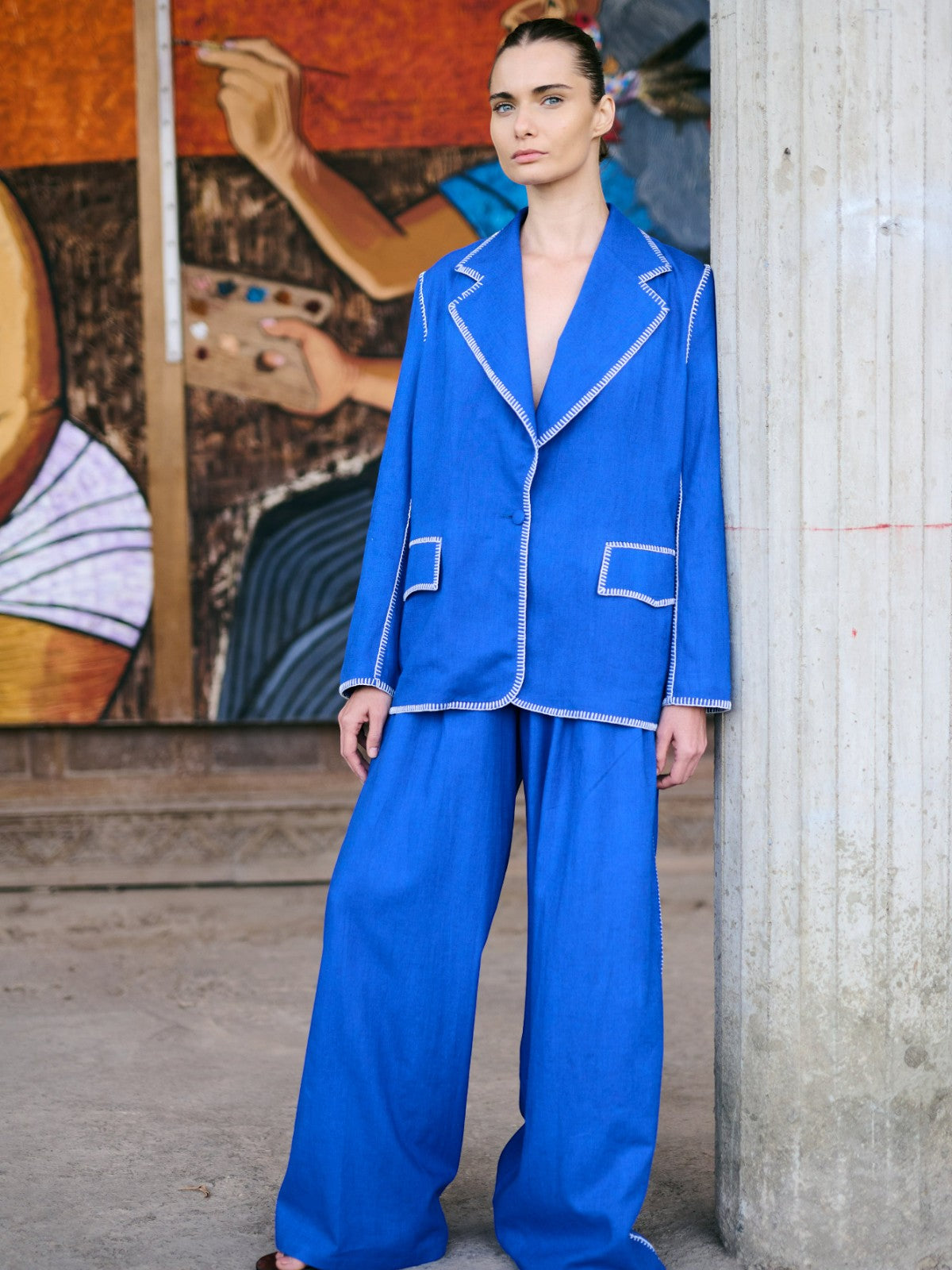 Amalia Pants | Electric Blue/Ivory Amalia Pants | Electric Blue/Ivory