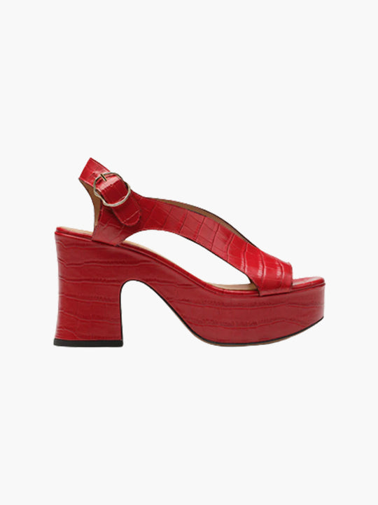 Taxi Sandals | Red Embossed