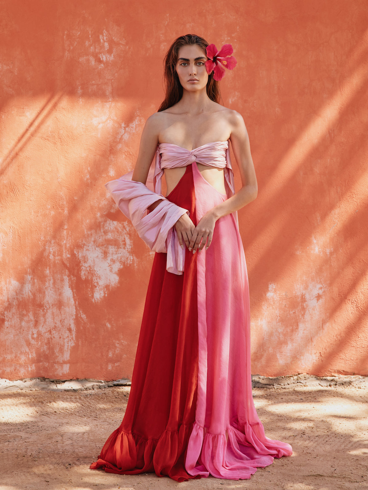 Cata Dress | Old Rose with Red Cata Dress | Old Rose with Red