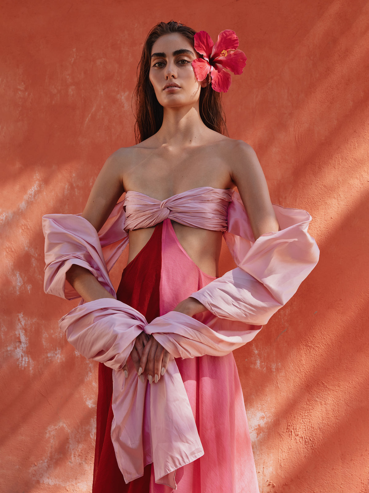 Cata Dress | Old Rose with Red Cata Dress | Old Rose with Red