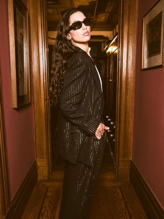 Sloan Blazer | Black Lurex Stripe