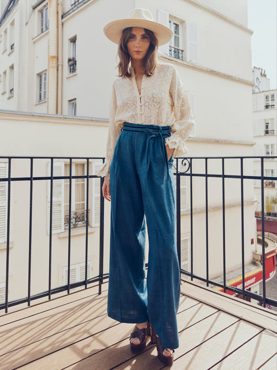 Willow Pant | Maati Indigo Silk