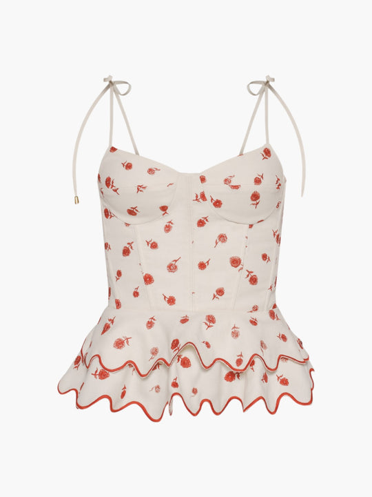 Rosita Peplum Top | Ivory Red