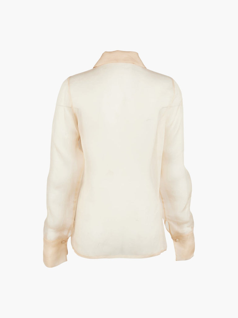 Aster Hand-Embroidered Organza Blouse | Champagne | Fashionkind
