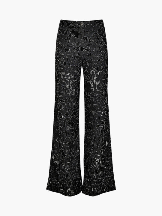 Chloe Lace Denim Pants | Black