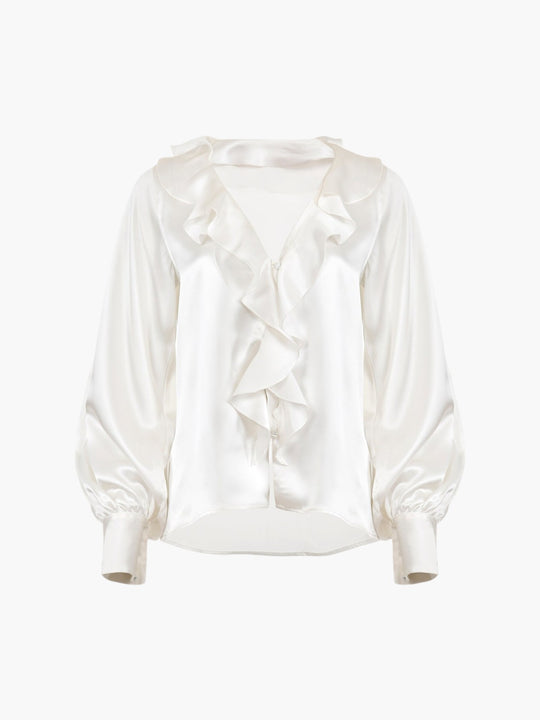 Elena Ruffle 100% Silk Top