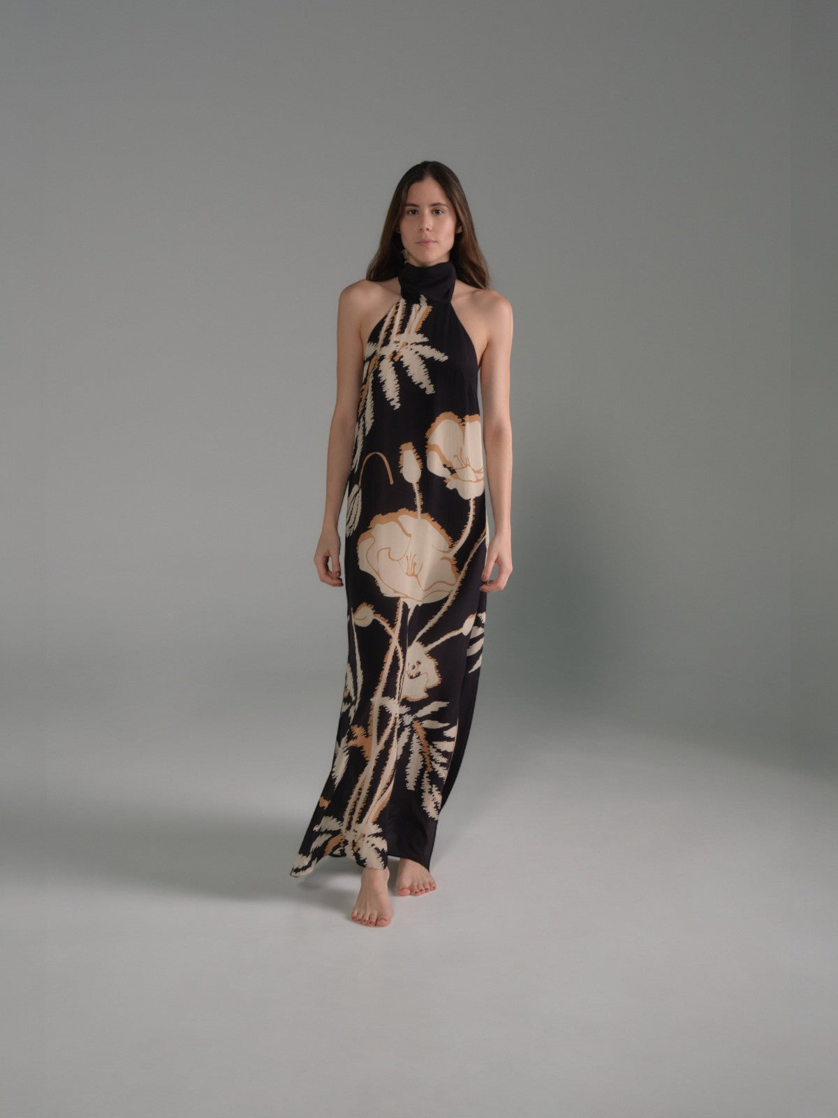 Costa Pacifica Crepe Chine Dress | Black/Beige Gladiolos Costa Pacifica Crepe Chine Dress | Black/Beige Gladiolos