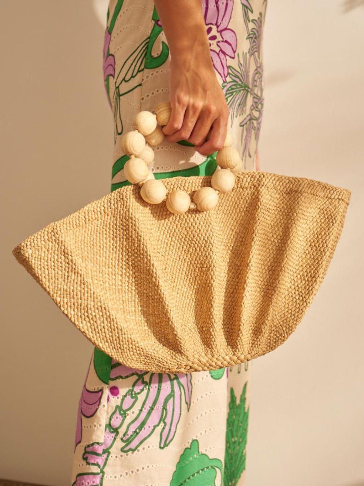 Iraca Palm Embroidered Tote Mini | Natural & Brown Iraca Palm Embroidered Tote Mini | Natural & Brown