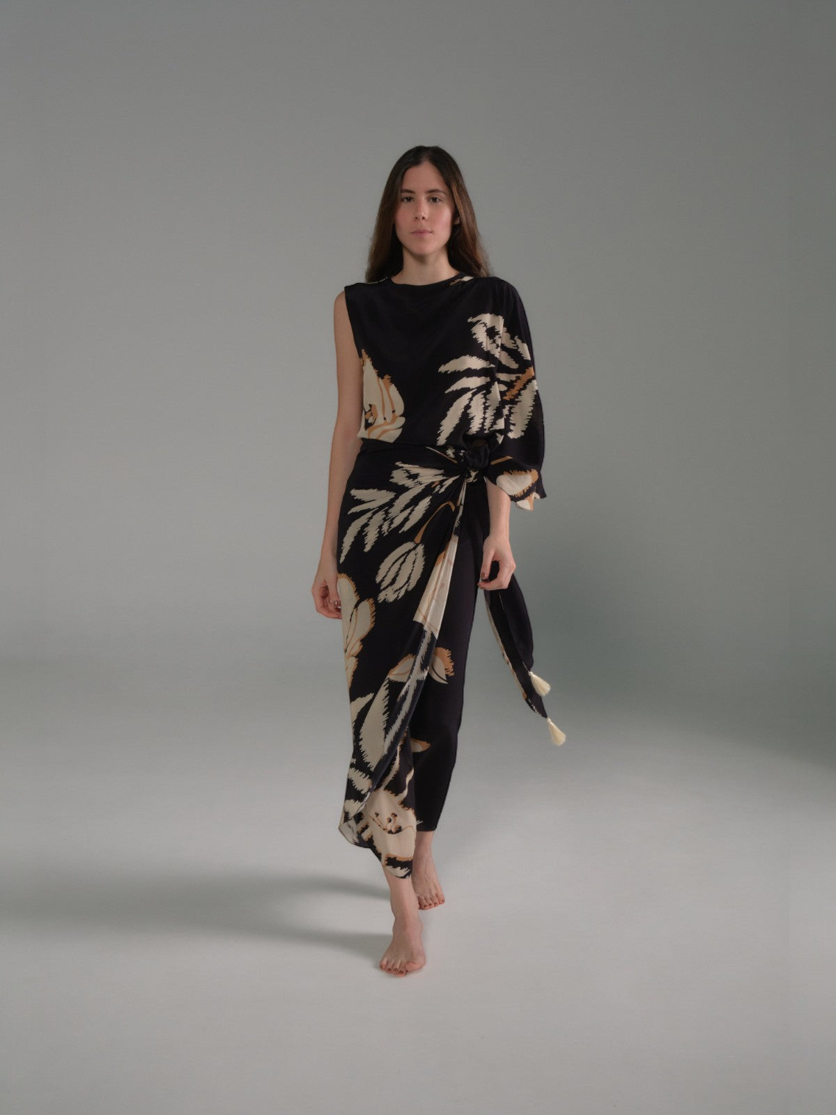 Mapara Crepe Chine Skirt | Black/Beige Gladiolos Mapara Crepe Chine Skirt | Black/Beige Gladiolos