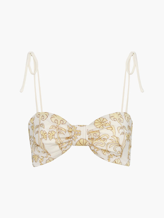 San Miguel Embroidered Top | Yellow Flowers/Ivory