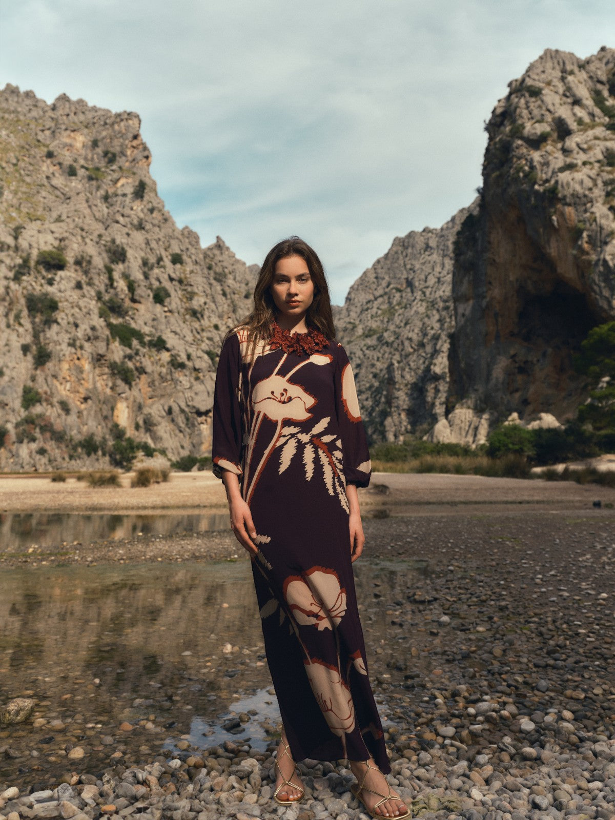 San Cipriano Crepe Chine Tunic | Purple Gladiolos San Cipriano Crepe Chine Tunic | Purple Gladiolos