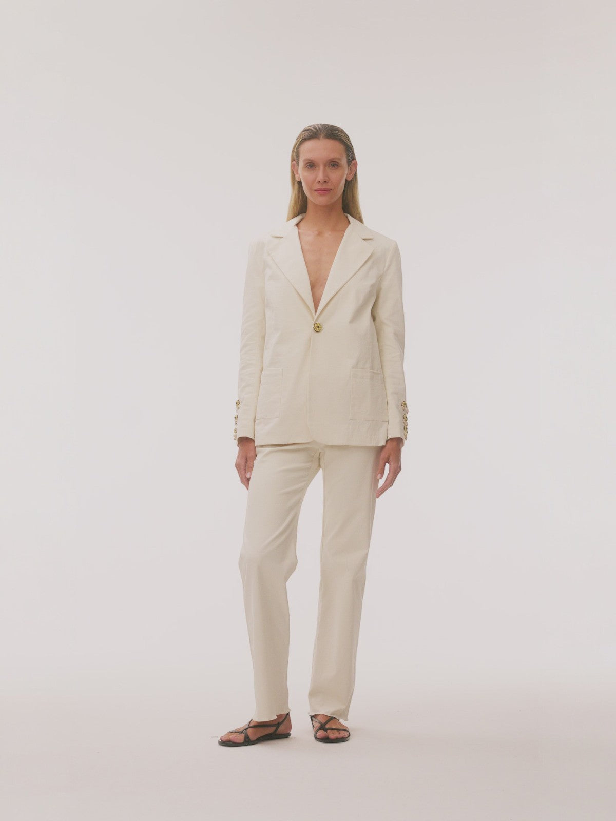 Santo Tomas Embroidered Canvas Blazer | Ivory Santo Tomas Embroidered Canvas Blazer | Ivory
