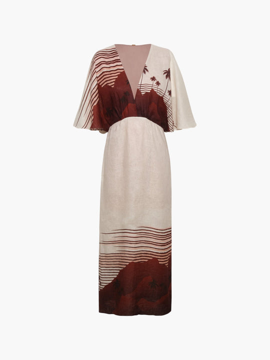 Topacio Linen Tunic | Red Tropical Landscape