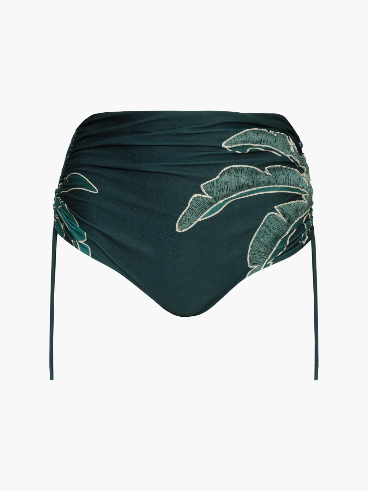 Victoria Hand Embroidered Bottom | Aquamarine Palms/Metallic Mint Victoria Hand Embroidered Bottom | Aquamarine Palms/Metallic Mint