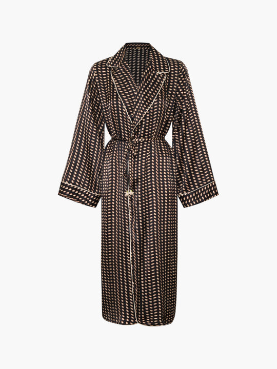 Western Satin Silk Kaftan | Black & Ivory Seeds