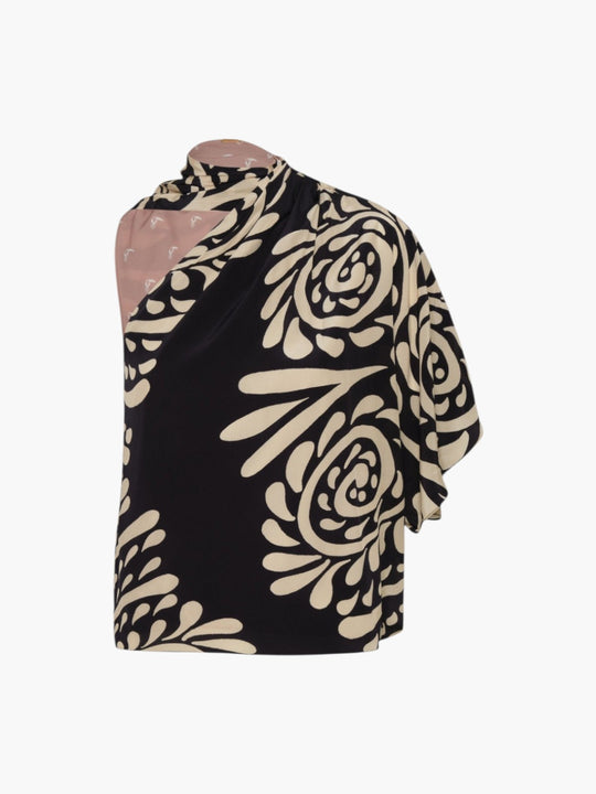 Chiminango Crepe Chine Blouse | Black Arabesque