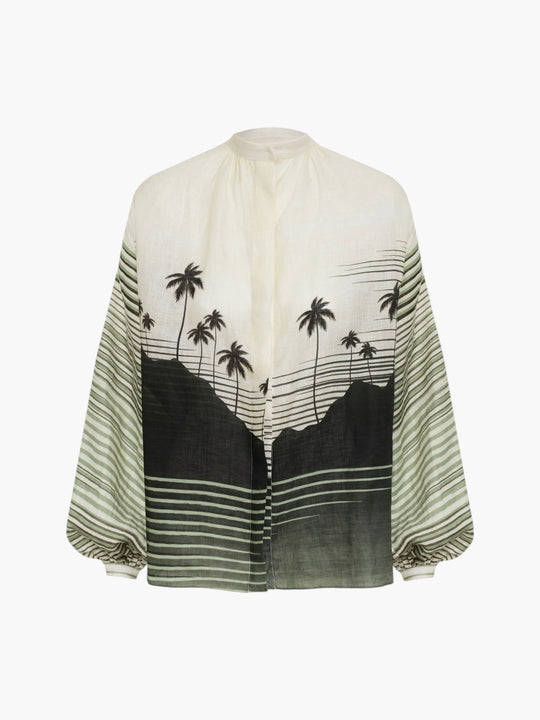 Don Simon Linen Shirt | Green Tropical Landscape