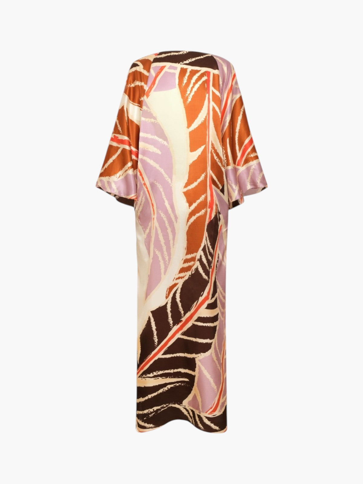 Mercedes Satin Silk Closed Tunic | Lilac Platanera Leaves Mercedes Satin Silk Closed Tunic | Lilac Platanera Leaves