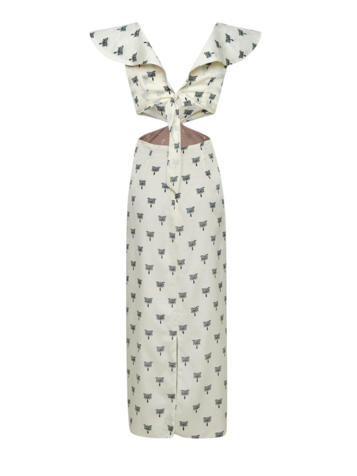 Quetzal Martellato Silk Midi Dress | Ivory/Black Polka Palms Quetzal Martellato Silk Midi Dress | Ivory/Black Polka Palms