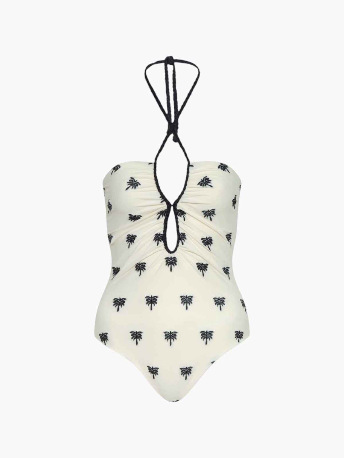 Saint Tropez Embroidered One PIece | Ivory/Black Polka Palms Saint Tropez Embroidered One PIece | Ivory/Black Polka Palms