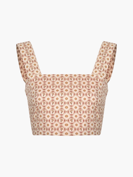 Marimba Cotton Bio Top | Beige May Flower