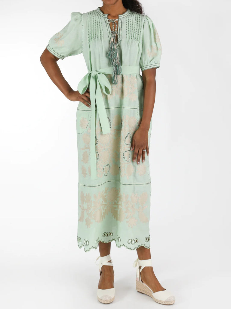 Natalia Ukrainian Embroidered Dress | Mint main image 0