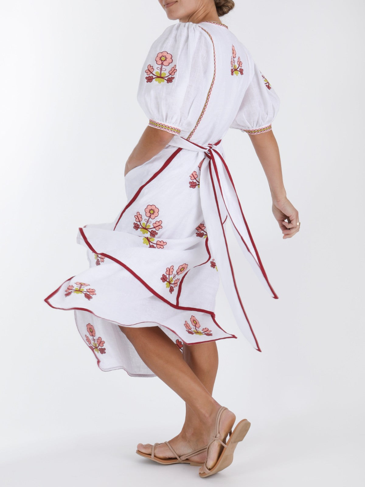 Lillie Ukrainian Embroidered Dress | White/Pink Lillie Ukrainian Embroidered Dress | White/Pink
