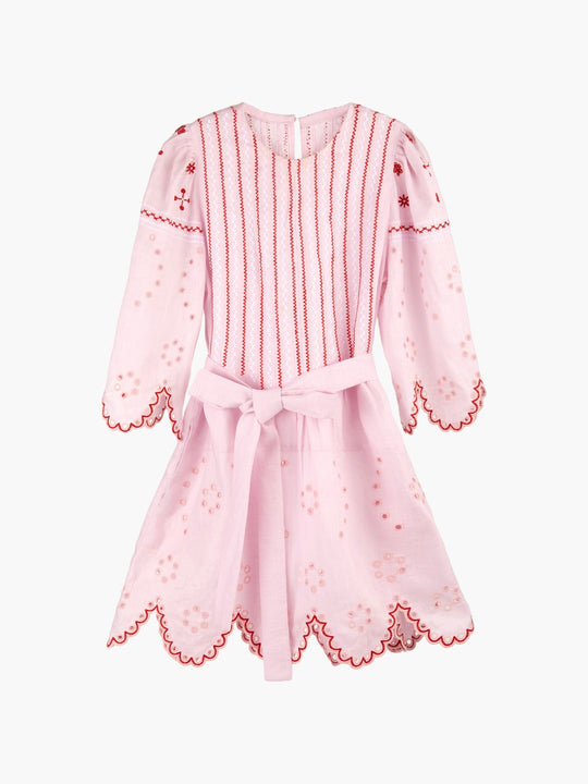 Marianna Ukrainian Embroidered Dress | Pink/Red