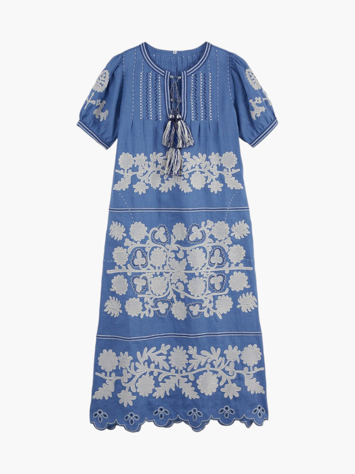 Natalia Ukrainian Embroidered Dress | French Blue/Navy/White Natalia Ukrainian Embroidered Dress | French Blue/Navy/White