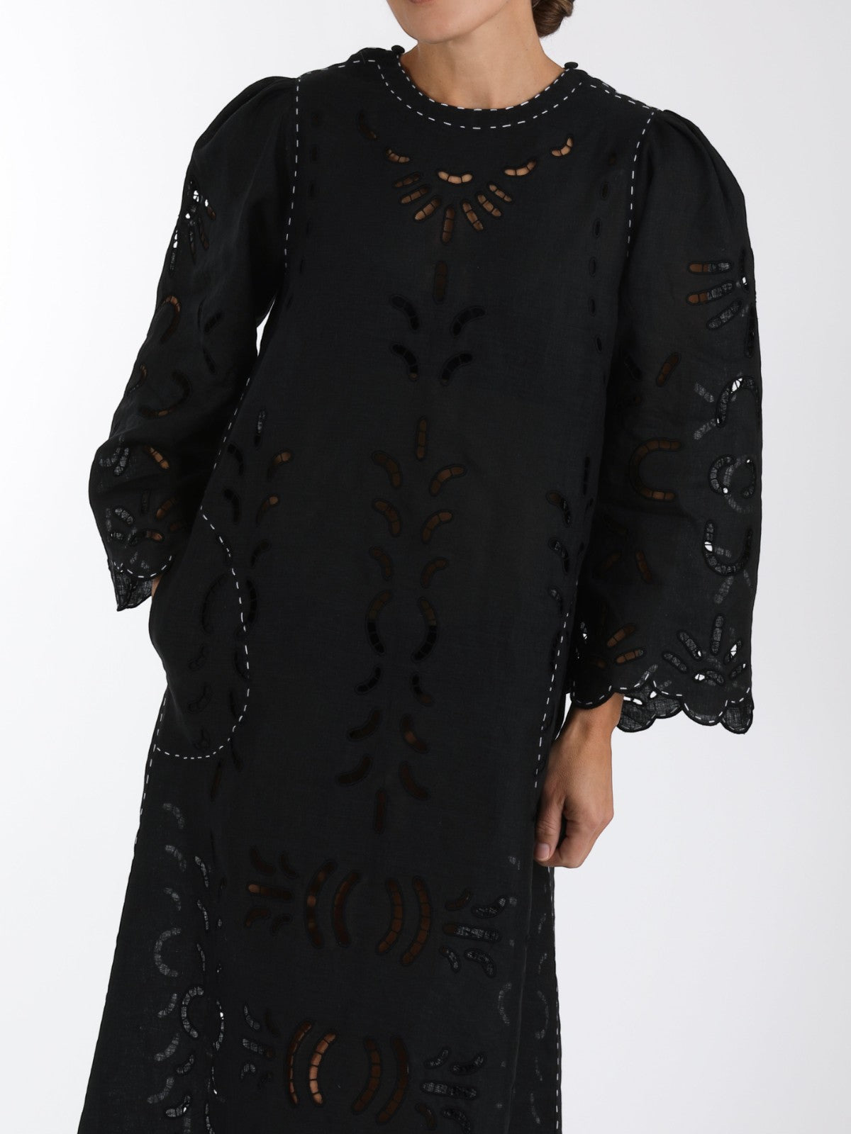 Richelieu Embroidered Ukrainian Dress | Black Richelieu Embroidered Ukrainian Dress | Black