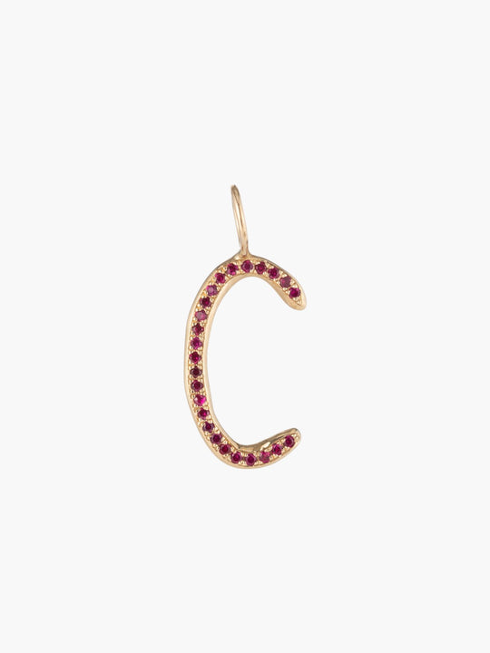 Ruby Pavé Raw Letter | Gold