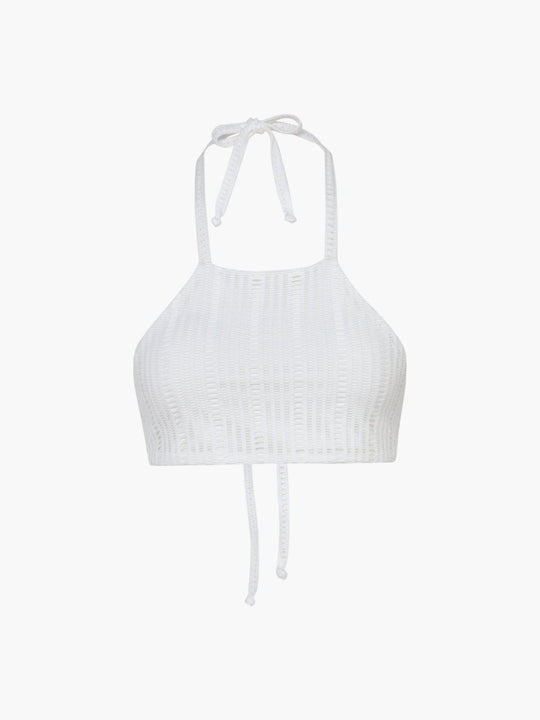 Paradis Top | Ivory Geometric Mesh