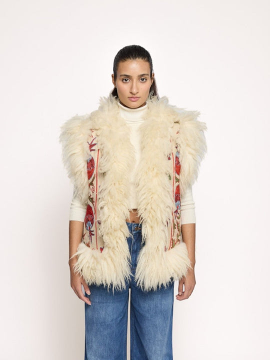 Aziz Waistcoat - M/L | Print/Ivory