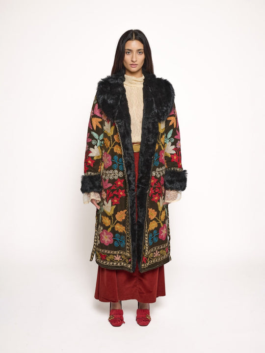 Aisara Wrap Coat - L | Multi/Brown