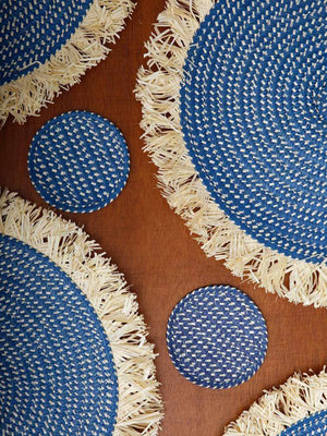 Zenu Place Mat and Coaster Set of 4 | Blue Zenu Place Mat and Coaster Set of 4 | Blue