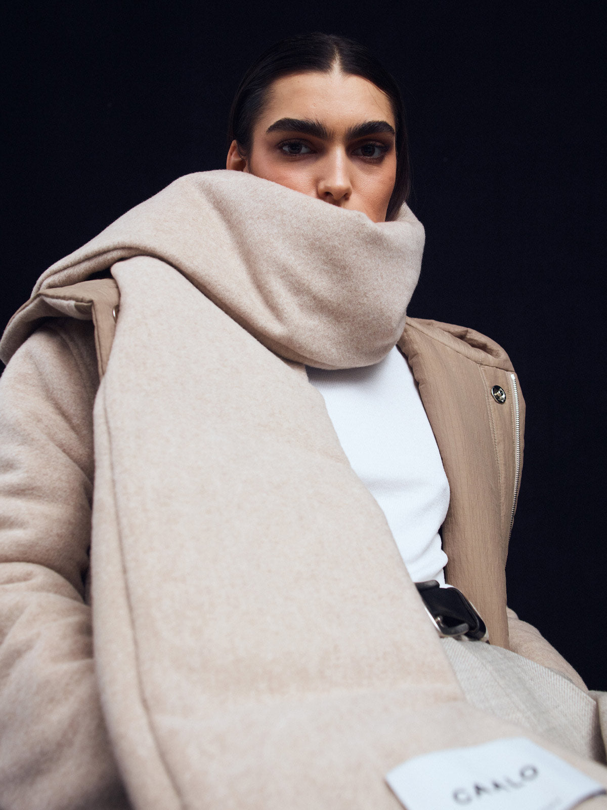 Cashmere Satin Sustainable Down Muff Scarf Cashmere Satin Sustainable Down Muff Scarf