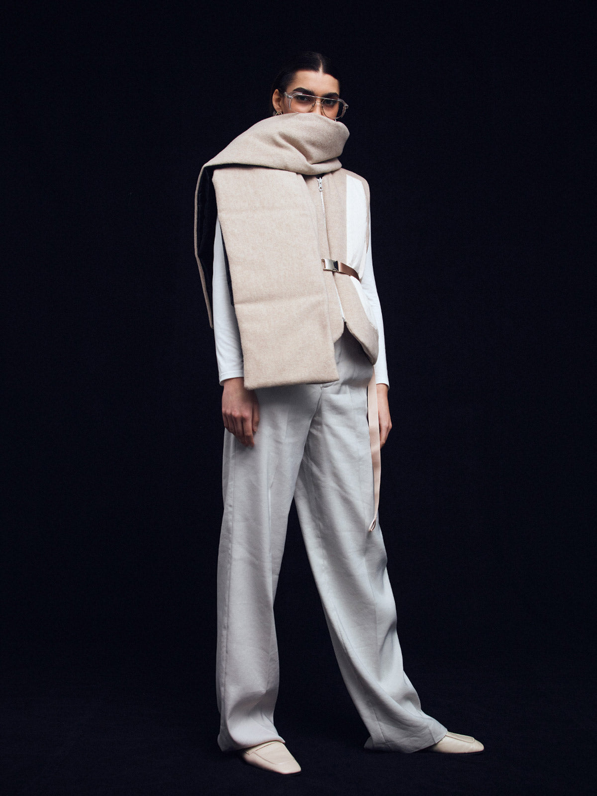 Cashmere Satin Sustainable Down Muff Scarf Cashmere Satin Sustainable Down Muff Scarf