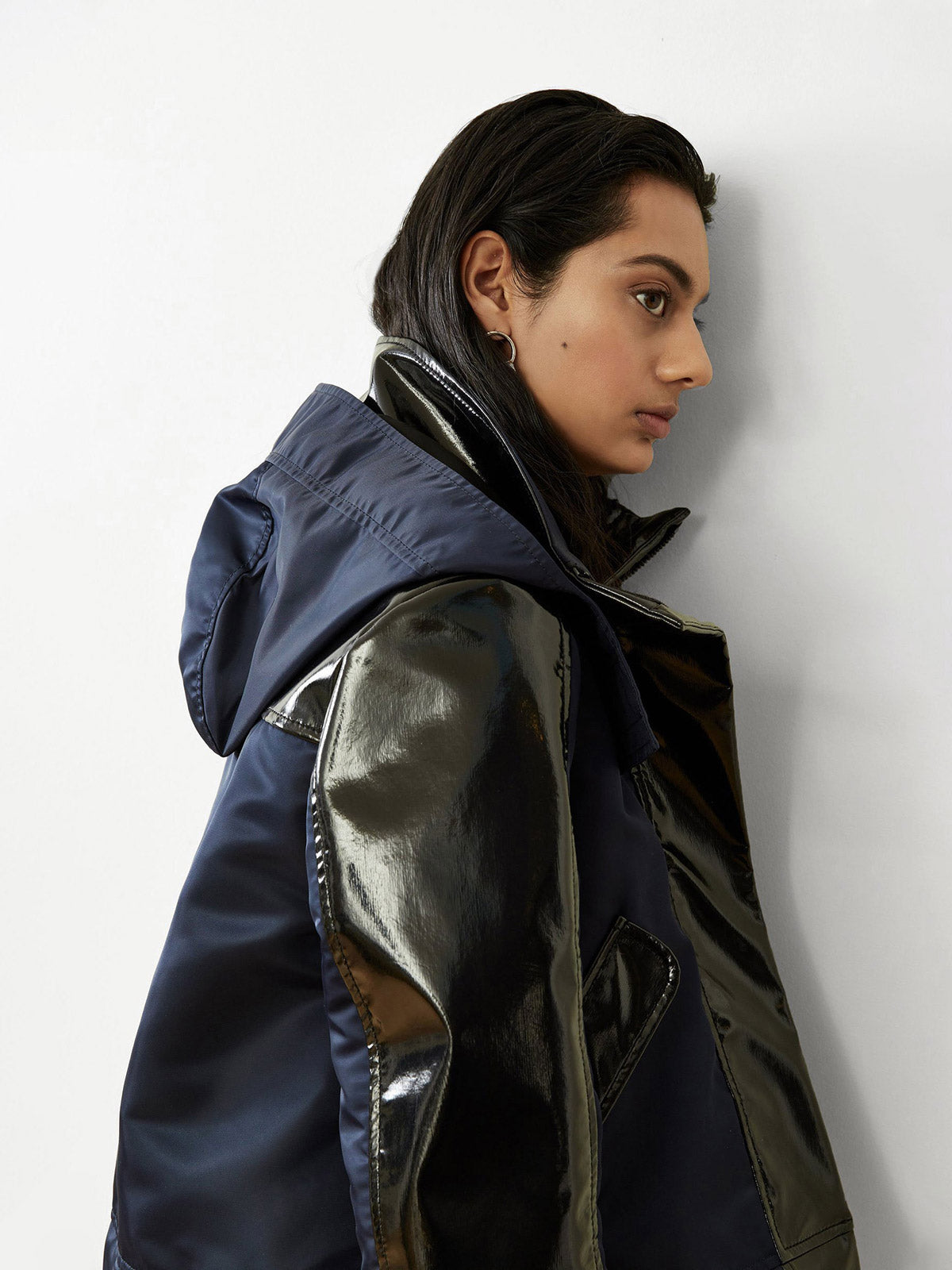 Water Resistant Convertible Sustainable Raincoat | Navy/Black Water Resistant Convertible Sustainable Raincoat | Navy/Black