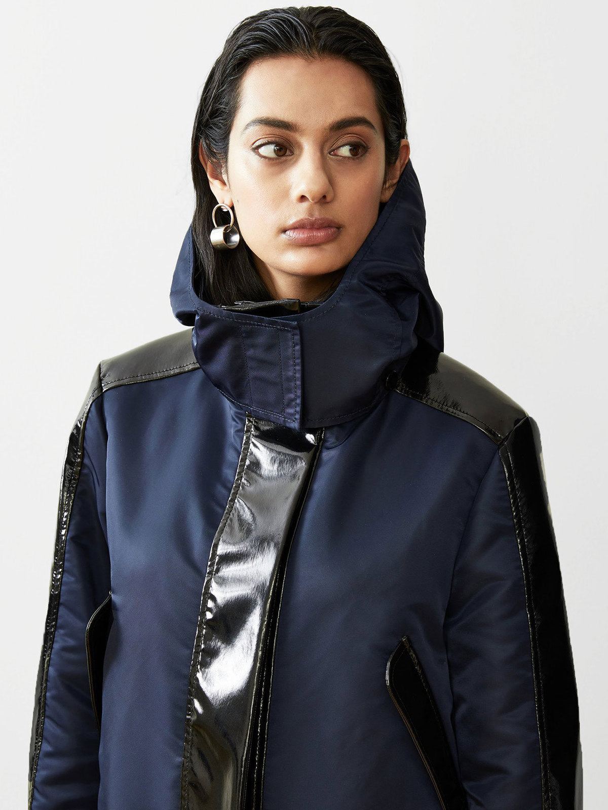 Water Resistant Convertible Sustainable Raincoat | Navy/Black Water Resistant Convertible Sustainable Raincoat | Navy/Black