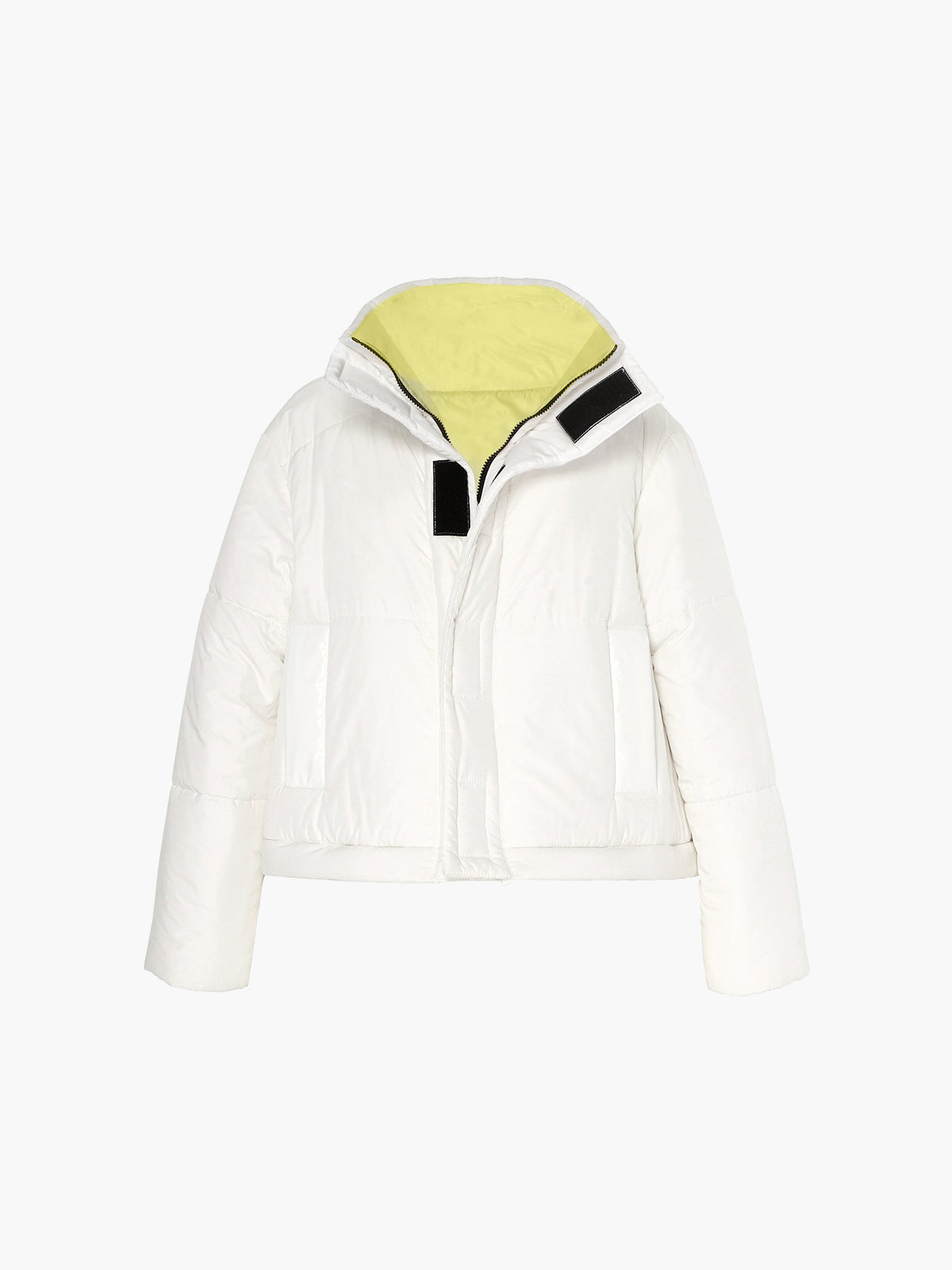 Reversible Cropped Sustainable Down Coat | White/Citron Reversible Cropped Sustainable Down Coat | White/Citron