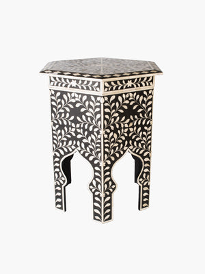 55cm Hexagonal Side Table With Floral Design 55cm Hexagonal Side Table With Floral Design