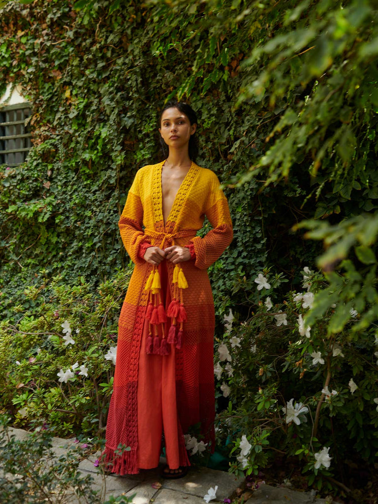 Sunset Oasis Tasseled Kimono