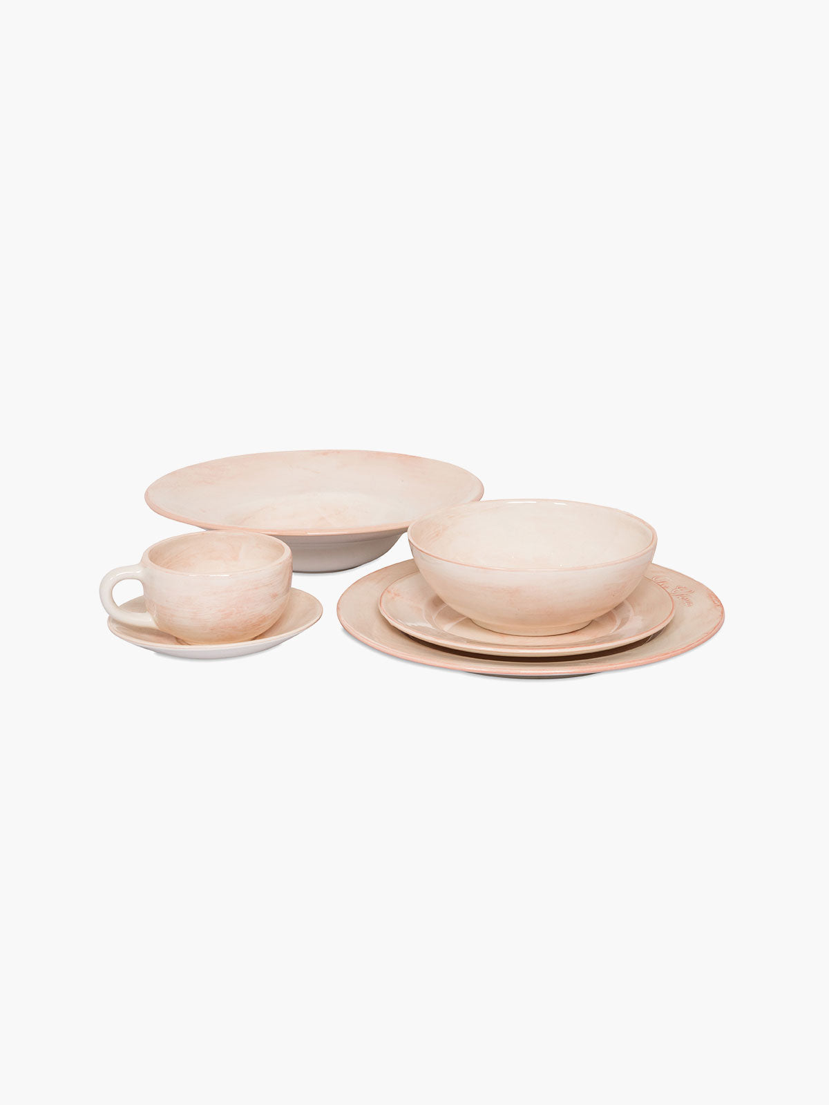 Hand Painted Six Piece Table Setting in Rose Hand Painted Six Piece Table Setting in Rose