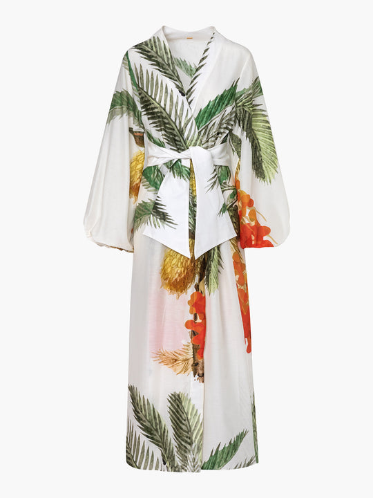 Hojarasca Cotton Silk Maxi Dress | White Palms