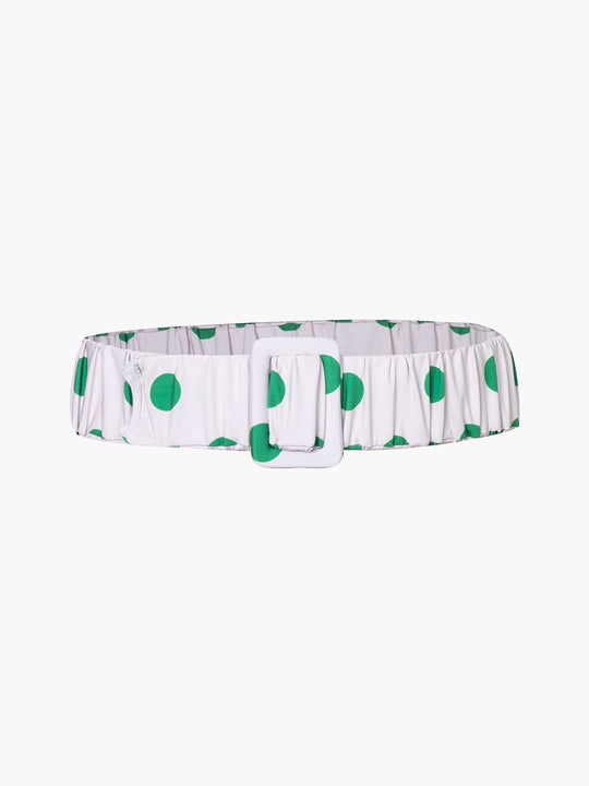 Ruched Belt | Green Polka/Ivory
