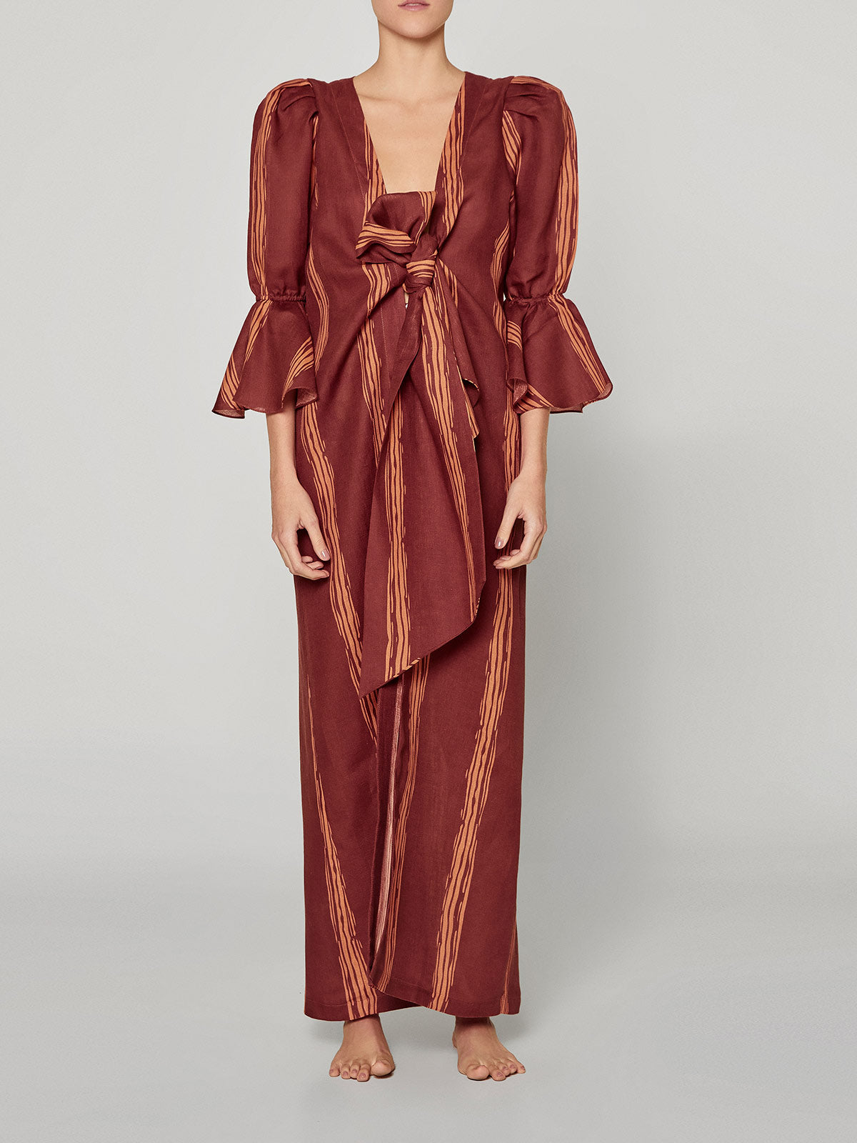 Agua Alta Linen Dress | Wine Stripes Agua Alta Linen Dress | Wine Stripes