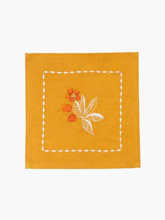 Embroidered Cocktail Napkins | Chontaduro Fruit
