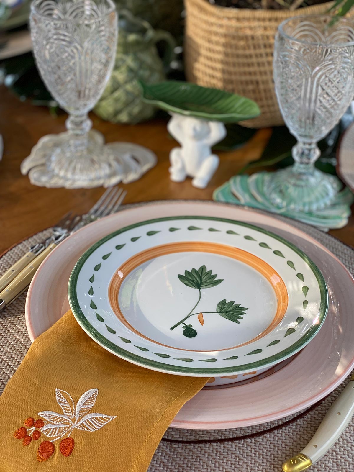 Embroidered Placemats | Palm Trees Embroidered Placemats | Palm Trees