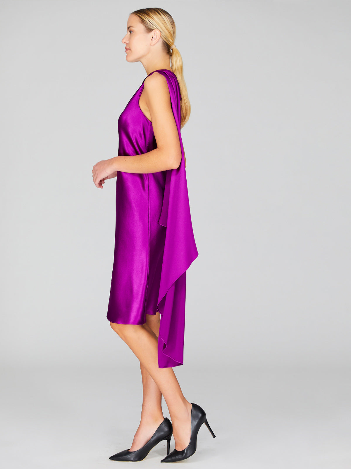 Satin Bias Drape Scarf Dress | Peony Satin Bias Drape Scarf Dress | Peony