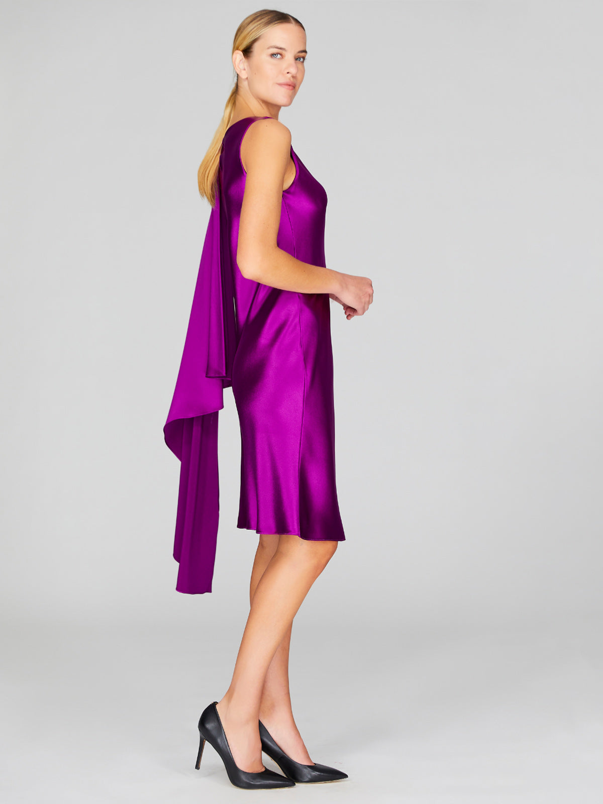 Satin Bias Drape Scarf Dress | Peony Satin Bias Drape Scarf Dress | Peony